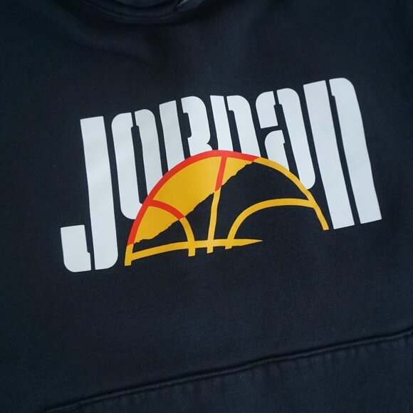 Air Jordan Black Yellow All Over Print AOP Airman Hooded Pullover Sweatshirt XL - Picture 9 of 10